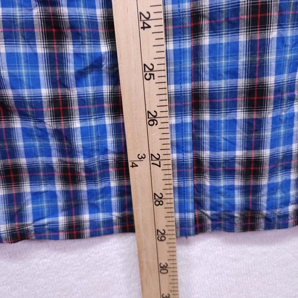 CINCH Shirt Mens Large Blue Button Down Windowpane Plaid Long Sleeve Cotton - Picture 5 of 6
